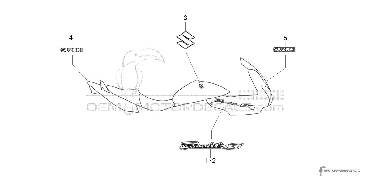 Pegatinas para Suzuki GSF650S BANDIT 2008 - Negro • Suzuki Pegatinas OEM