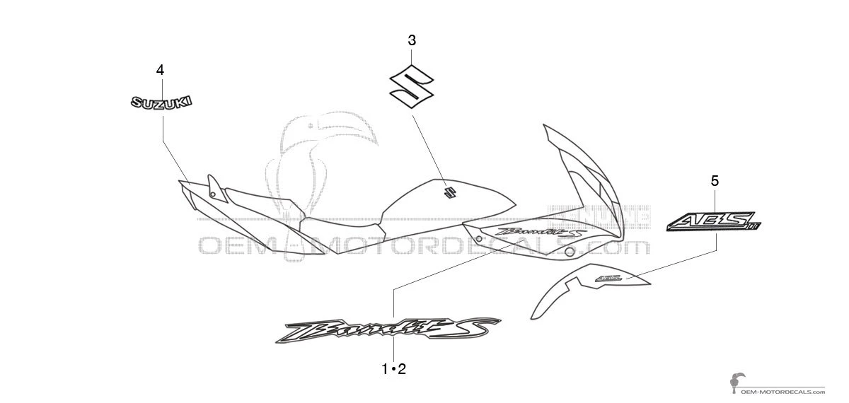 Decals for Suzuki GSF650S BANDIT 2009 - Gray • Suzuki OEM Decals