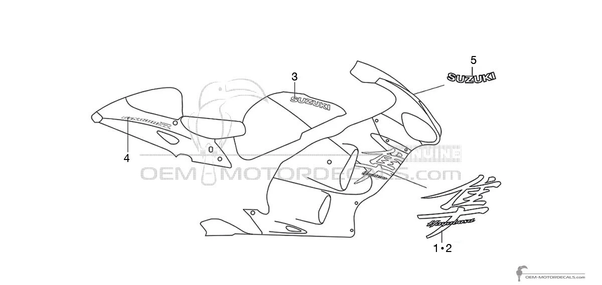 Adesivi per Suzuki GSX1300R Hayabusa 2000 - Nero • Suzuki Adesivi OEM