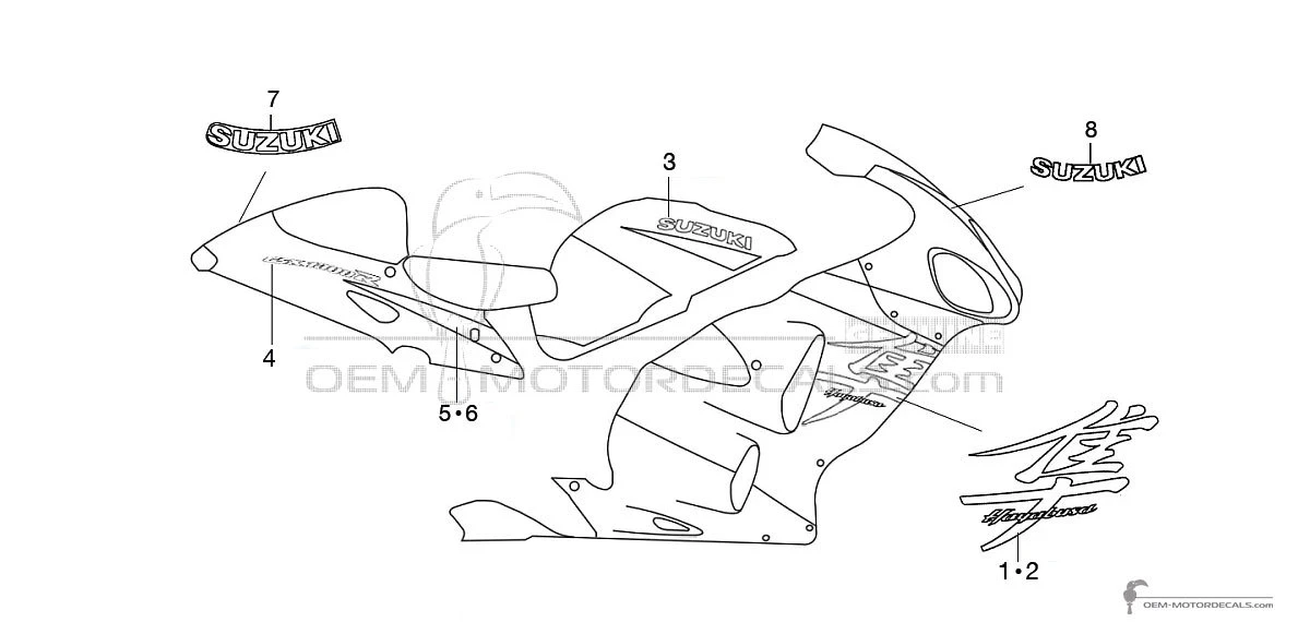 Naklejki do Suzuki GSX1300R Hayabusa 2003 - Niebieski • Suzuki Naklejki OEM