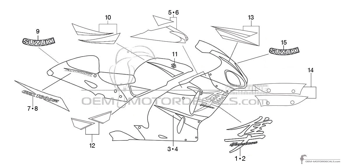 Aufkleber für Suzuki GSX1300R Hayabusa 2005 - Blau • Suzuki OEM-Aufkleber