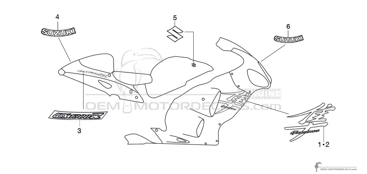 Stickers voor Suzuki GSX1300R Hayabusa 2007 - Blauw • Suzuki OEM Stickers