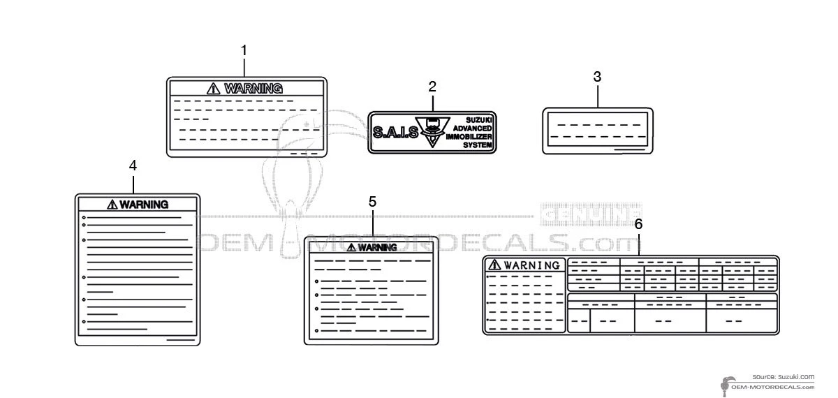 Naklejki do Suzuki GSX1300R HAYABUSA - Etykiety ostrzegawcze • Suzuki Naklejki OEM