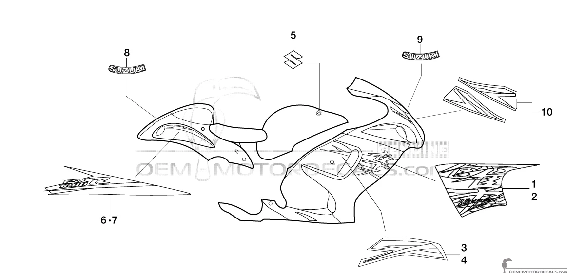Stickers voor Suzuki GSX1300R HAYABUSA 2012 - Wit • Suzuki OEM Stickers
