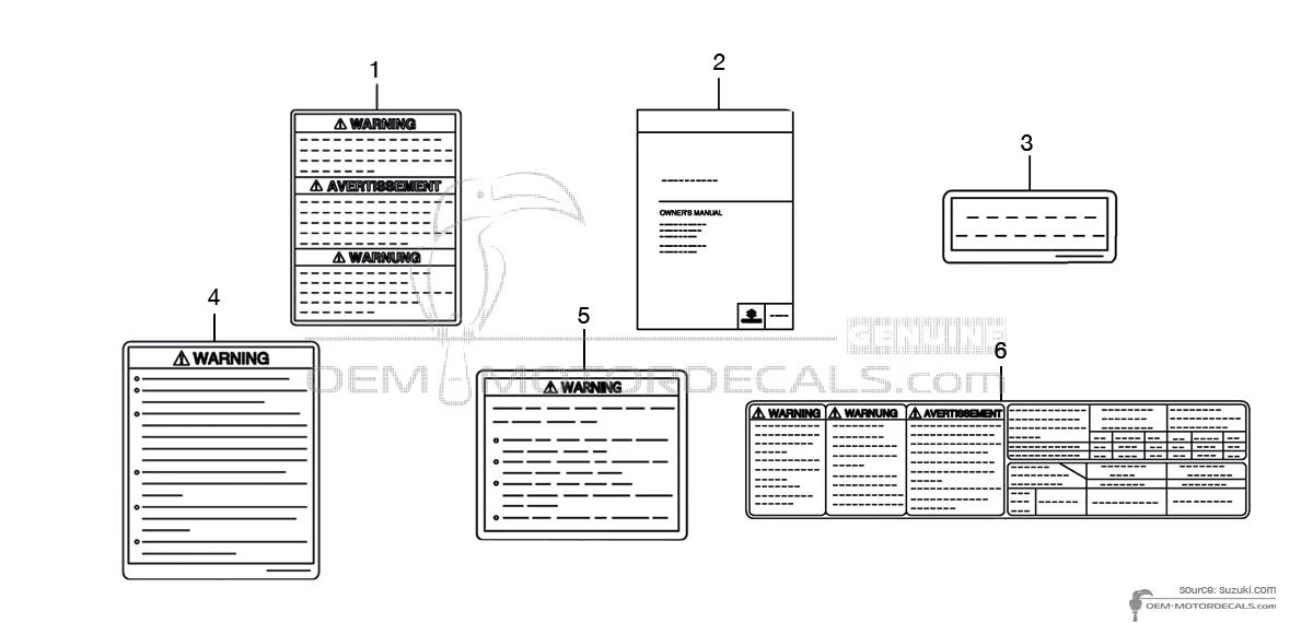 Decals for Suzuki GSX1300R HAYABUSA - Caution labels • Suzuki OEM Decals