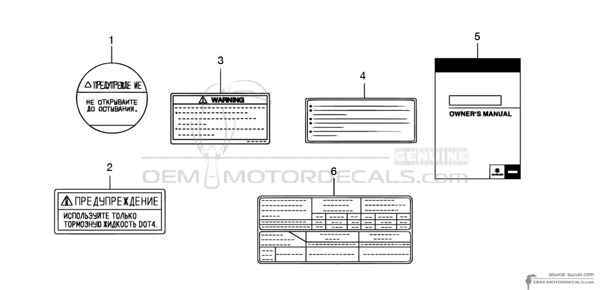 Decals for Suzuki GSX1300R HAYABUSA - Caution labels • Suzuki OEM Decals