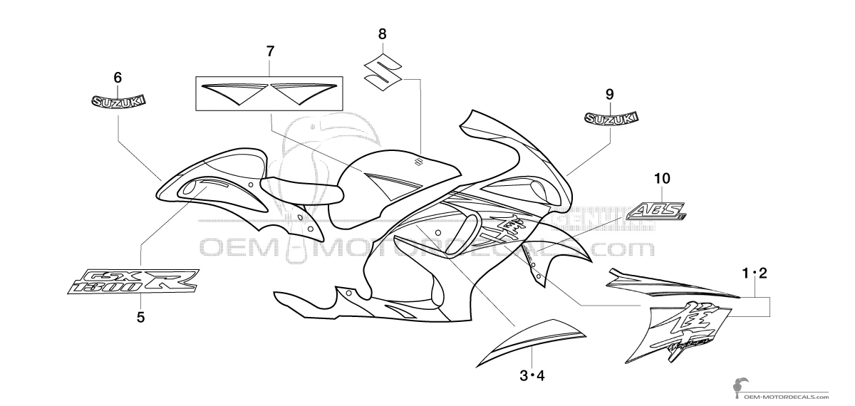 Decals for Suzuki GSX1300R HAYABUSA 2016 - Gray • Suzuki OEM Decals