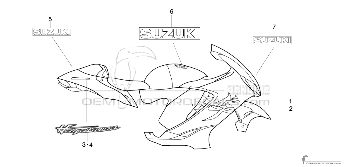 Decals for Suzuki GSX1300R HAYABUSA 2022 - Silver • Suzuki OEM Decals