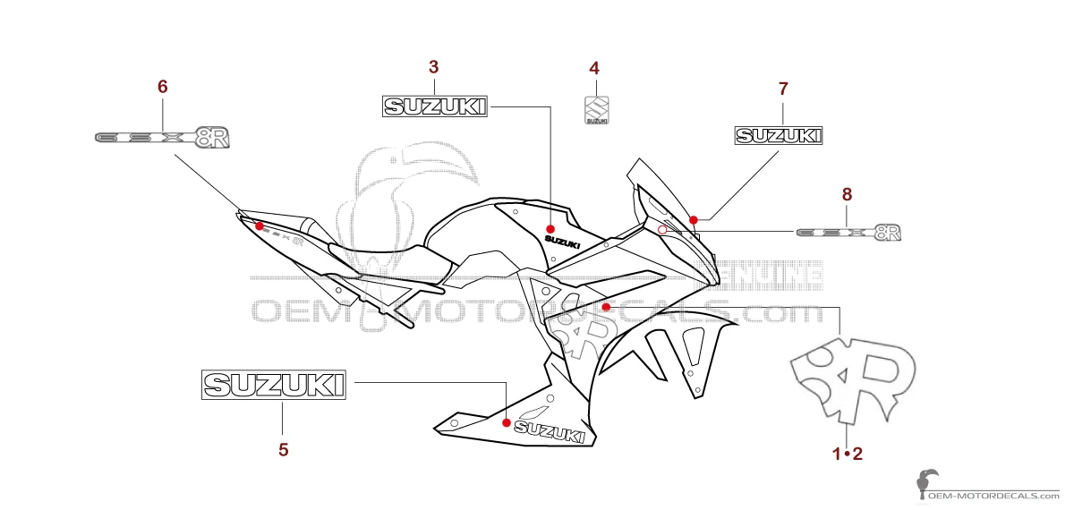 Stickers voor Suzuki GSX8R 2024 - Zwart • Suzuki OEM Stickers