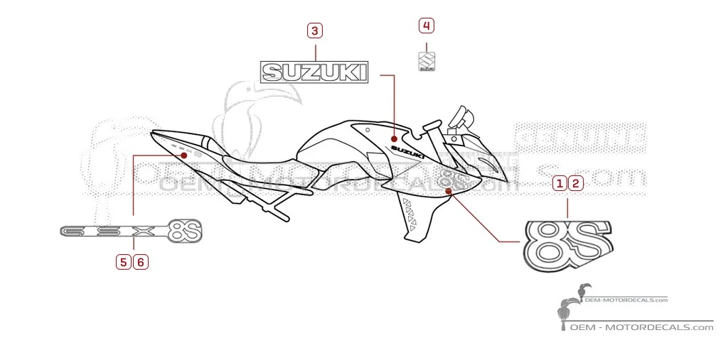 Adesivi per Suzuki GSX8S 2026 • Suzuki Adesivi OEM