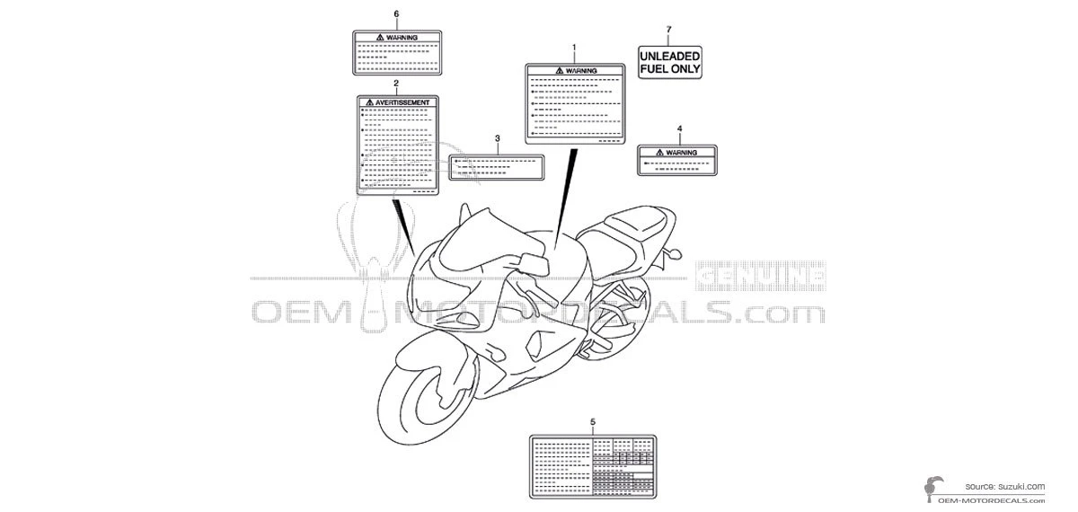 Decals for Suzuki GSXR1000 - Caution labels • Suzuki OEM Decals