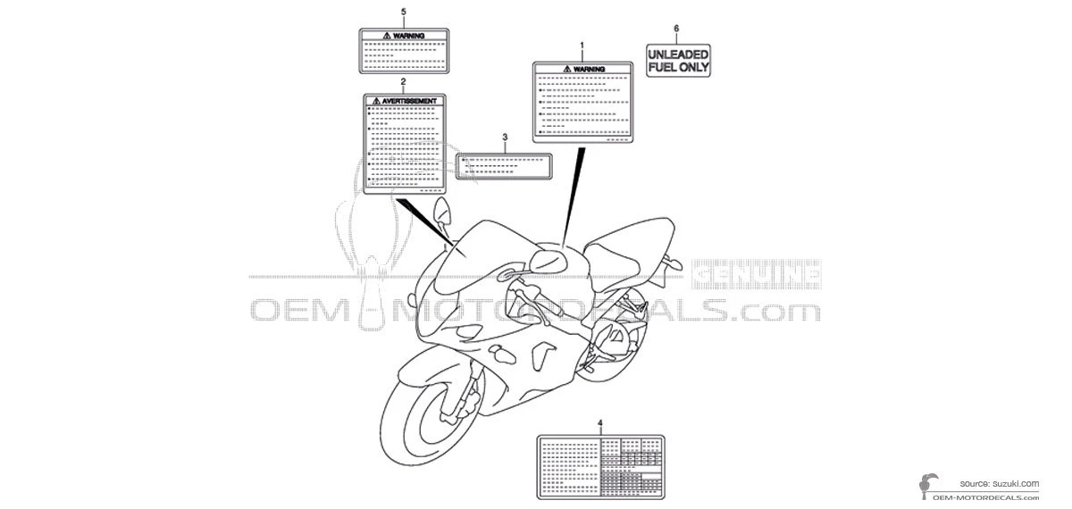 Decals for Suzuki GSXR1000 - Caution labels • Suzuki OEM Decals
