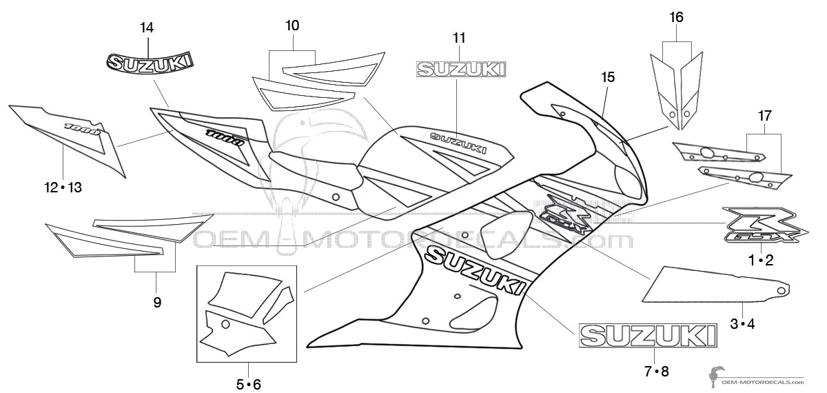 Decals for Suzuki GSXR1000 2003 - Orange • Suzuki OEM Decals