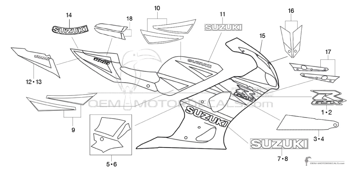 Decals for Suzuki GSXR1000 2003 - Blue • Suzuki OEM Decals