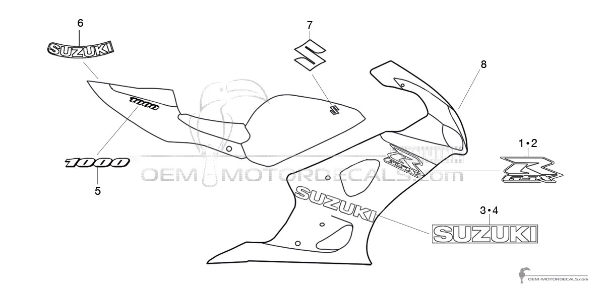Aufkleber für Suzuki GSXR1000 2004 - Schwarz • Suzuki OEM-Aufkleber