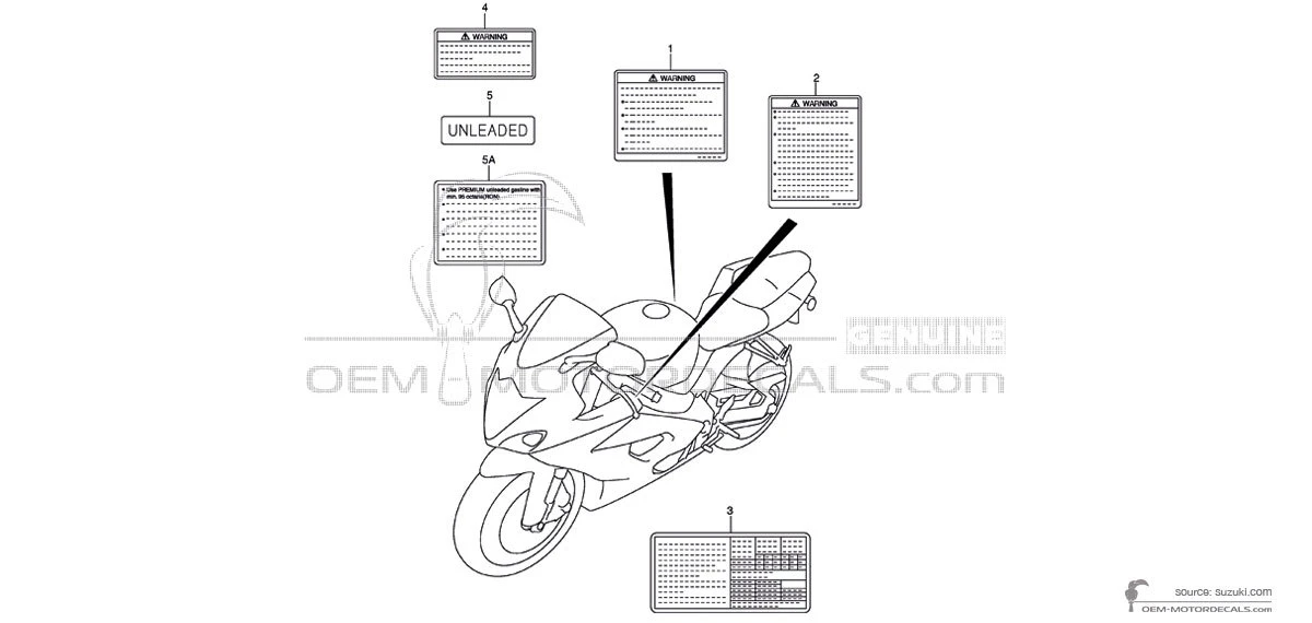 Adesivi per Suzuki GSXR1000 - Etichette di avvertenza • Suzuki Adesivi OEM