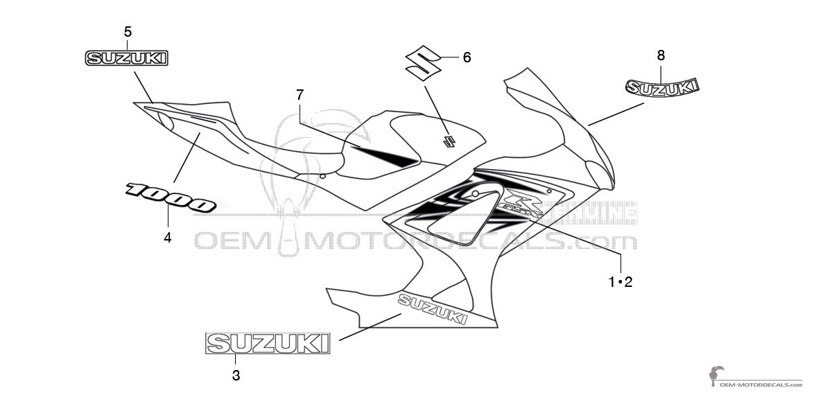 Aufkleber für Suzuki GSXR1000 2007 - Gelb • Suzuki OEM-Aufkleber