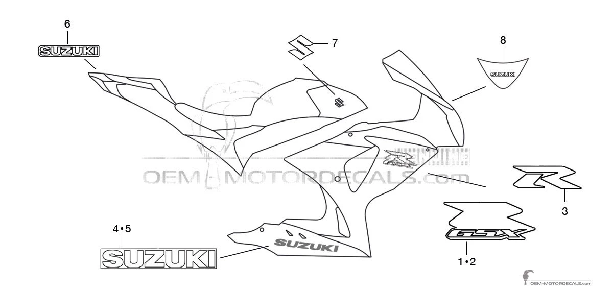 Adesivi per Suzuki GSXR1000 2009 - Nero • Suzuki Adesivi OEM