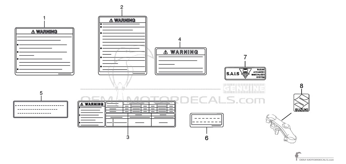 Decals for Suzuki GSXR1000 - Caution labels • Suzuki OEM Decals