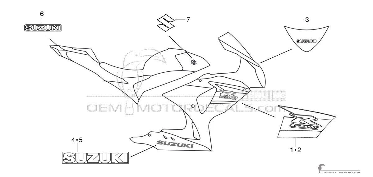 Stickers voor Suzuki GSXR1000 2010 - Wit • Suzuki OEM Stickers