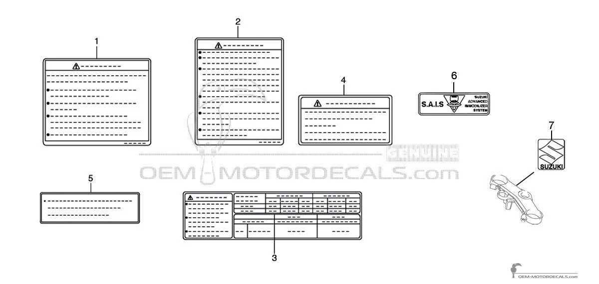 Decals for Suzuki GSXR1000 - Caution labels • Suzuki OEM Decals