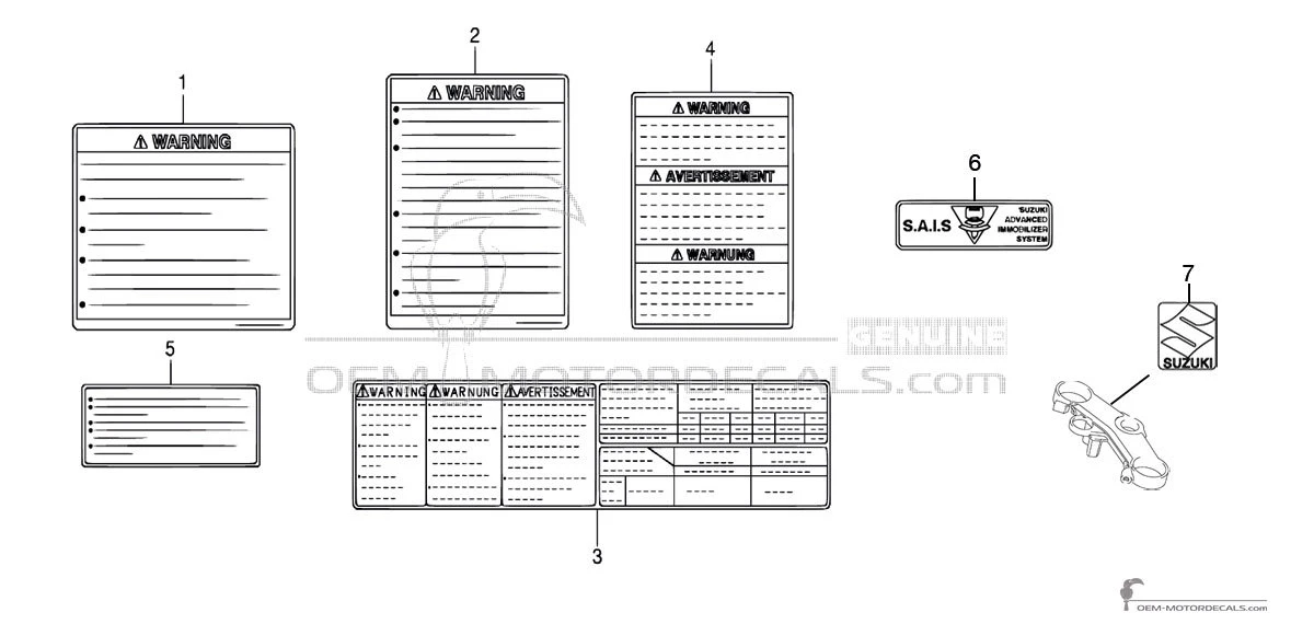 Decals for Suzuki GSXR1000 - Caution labels • Suzuki OEM Decals