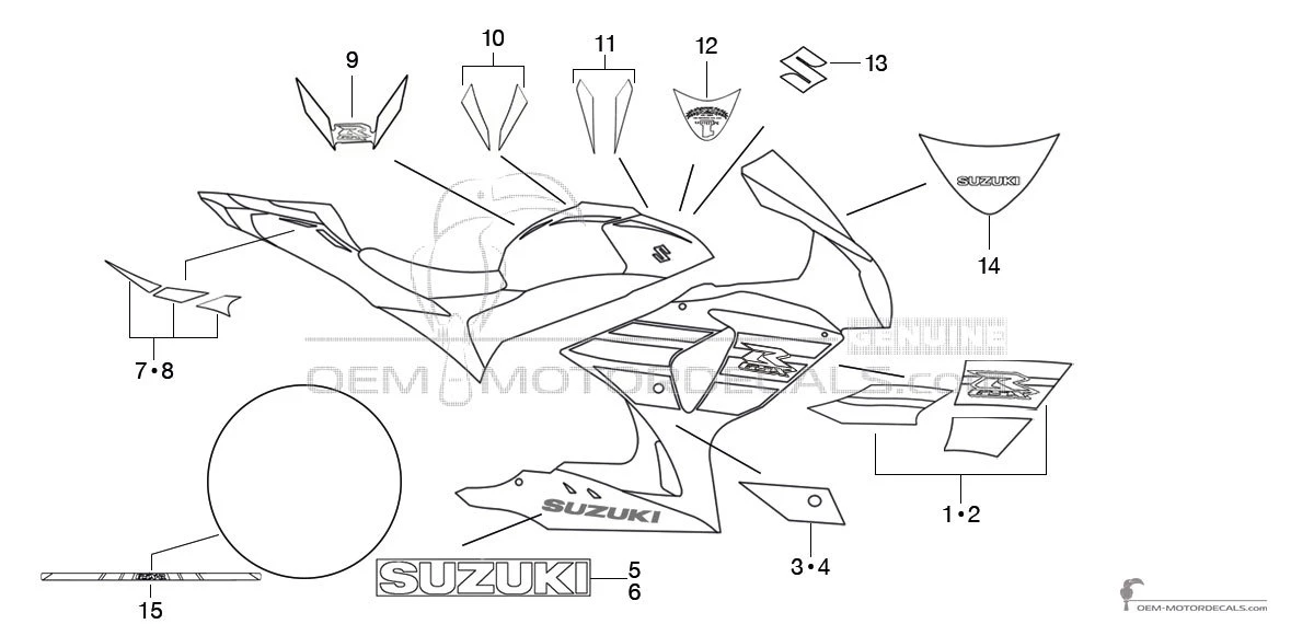 Pegatinas para Suzuki GSXR1000 2013 - Blanco • Suzuki Pegatinas OEM