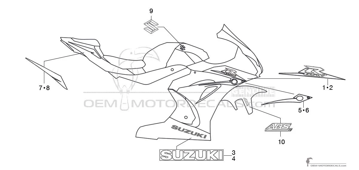 Adesivi per Suzuki GSXR1000 2017 - Nero • Suzuki Adesivi OEM
