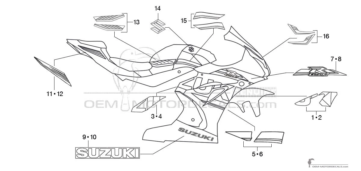 Aufkleber für Suzuki GSXR1000 2018 - Weiss • Suzuki OEM-Aufkleber