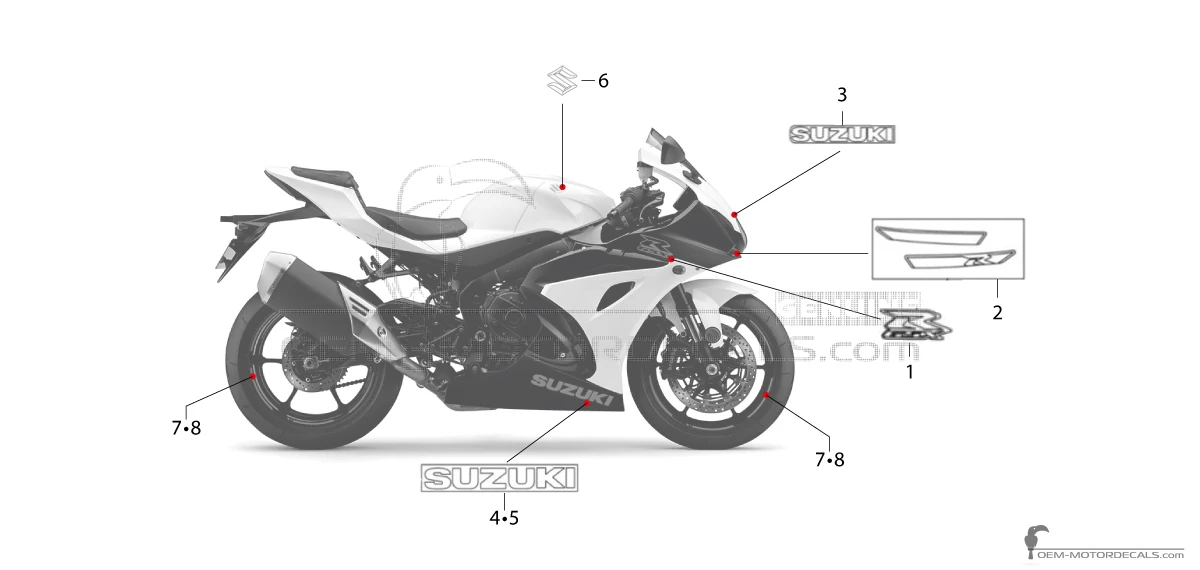 Aufkleber für Suzuki GSXR1000 2019 - Schwarz • Suzuki OEM-Aufkleber