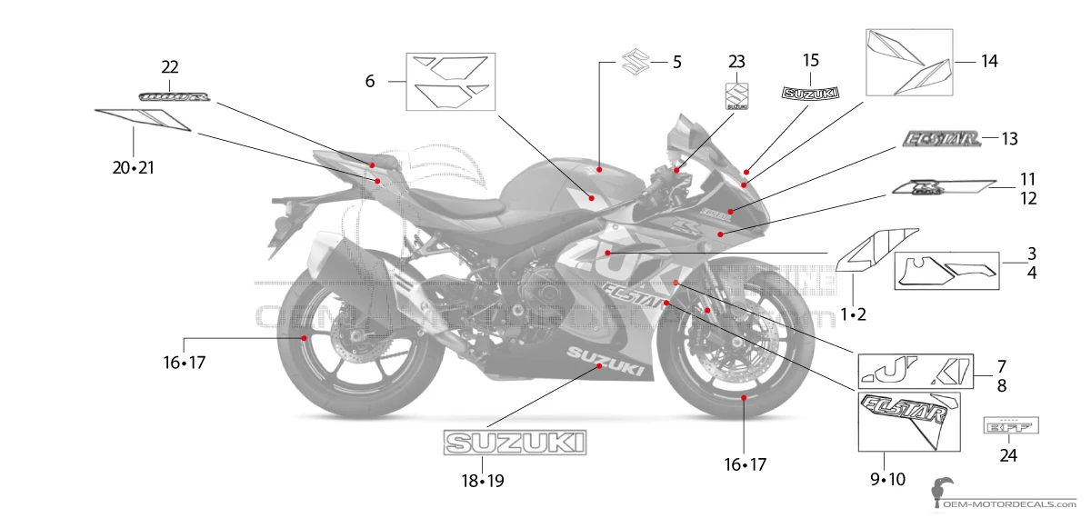 Decals for Suzuki GSXR1000R 2019 - Blue • Suzuki OEM Decals