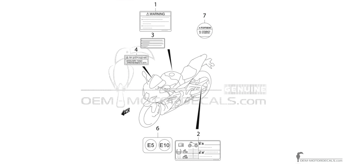 Decals for Suzuki GSXR1000 - Caution labels • Suzuki OEM Decals