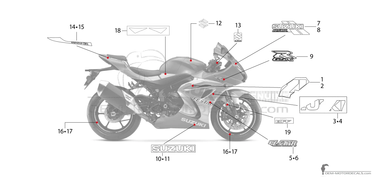 Adesivi per Suzuki GSXR10000RZ 2021 - Blu • Suzuki Adesivi OEM