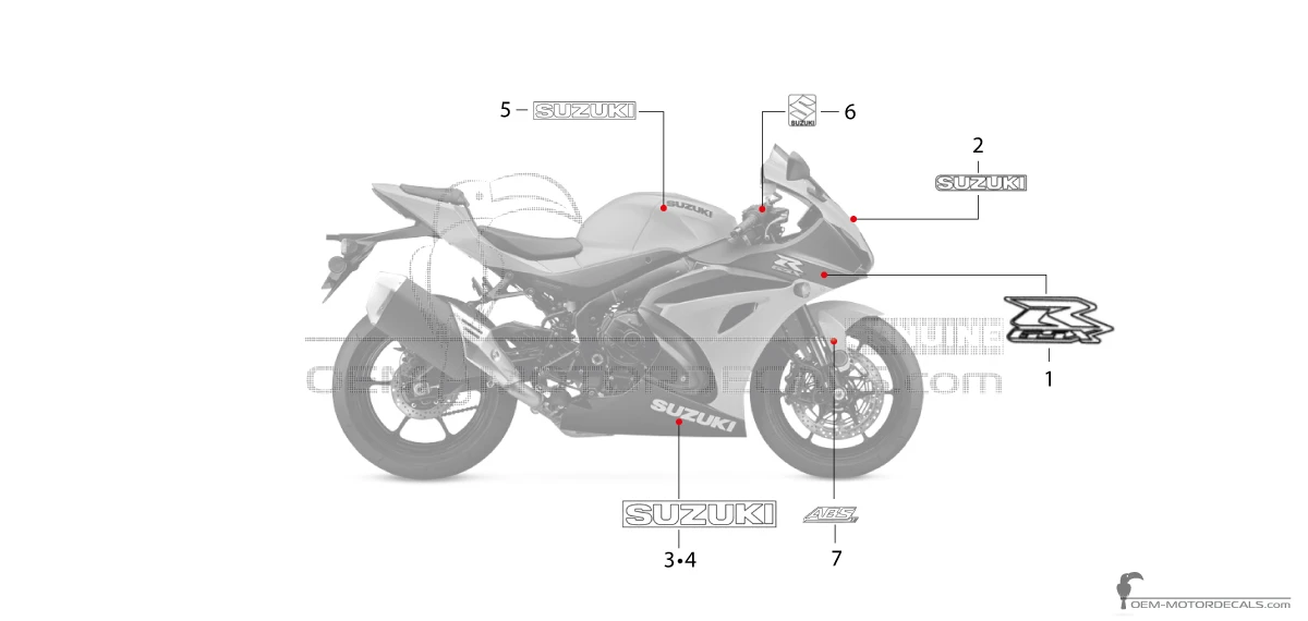 Aufkleber für Suzuki GSXR1000 2022 - Grau • Suzuki OEM-Aufkleber