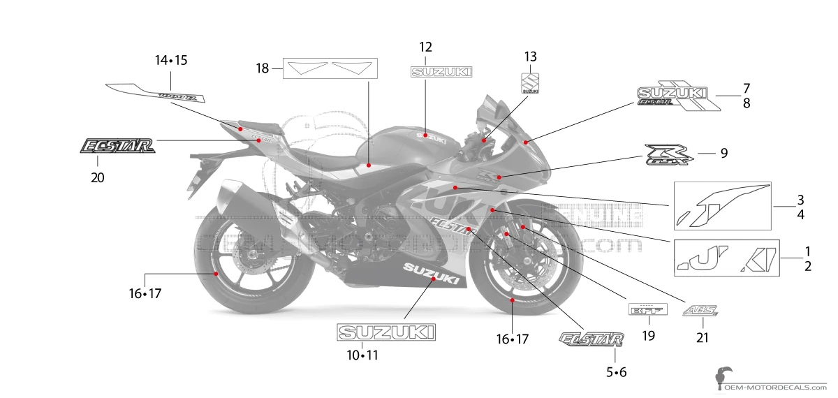 Aufkleber für Suzuki GSXR10000RZ 2022 - Blau • Suzuki OEM-Aufkleber
