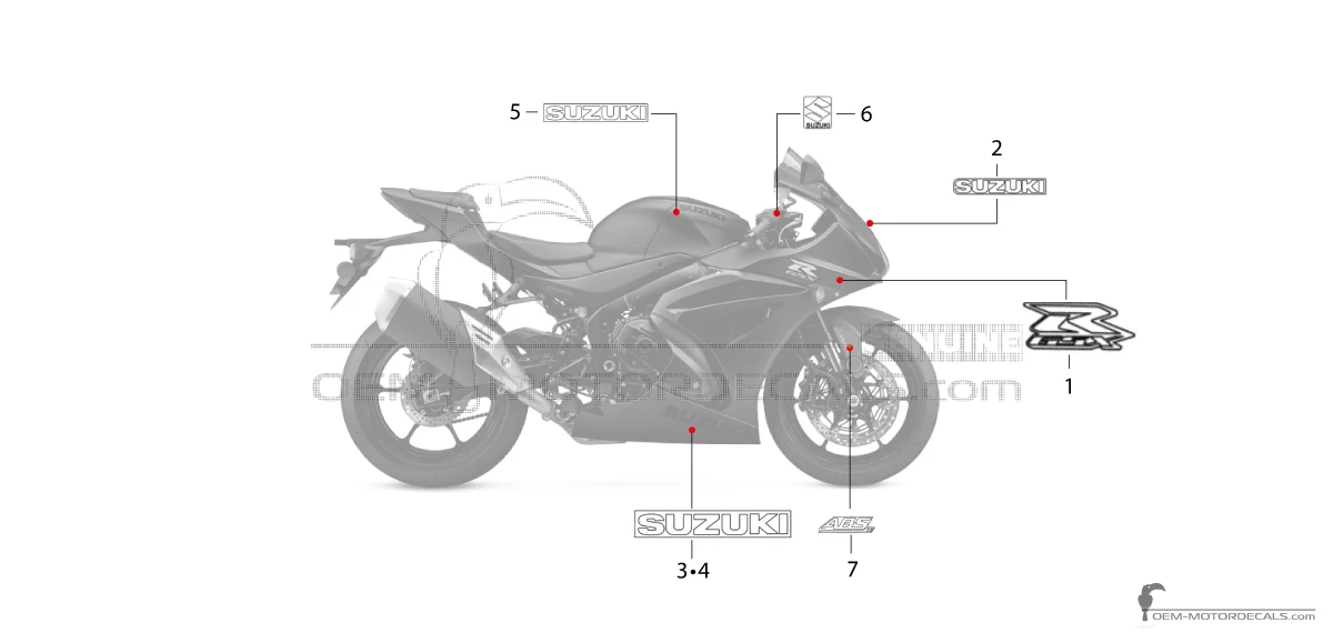 Aufkleber für Suzuki GSXR1000 2022 - Schwarz • Suzuki OEM-Aufkleber