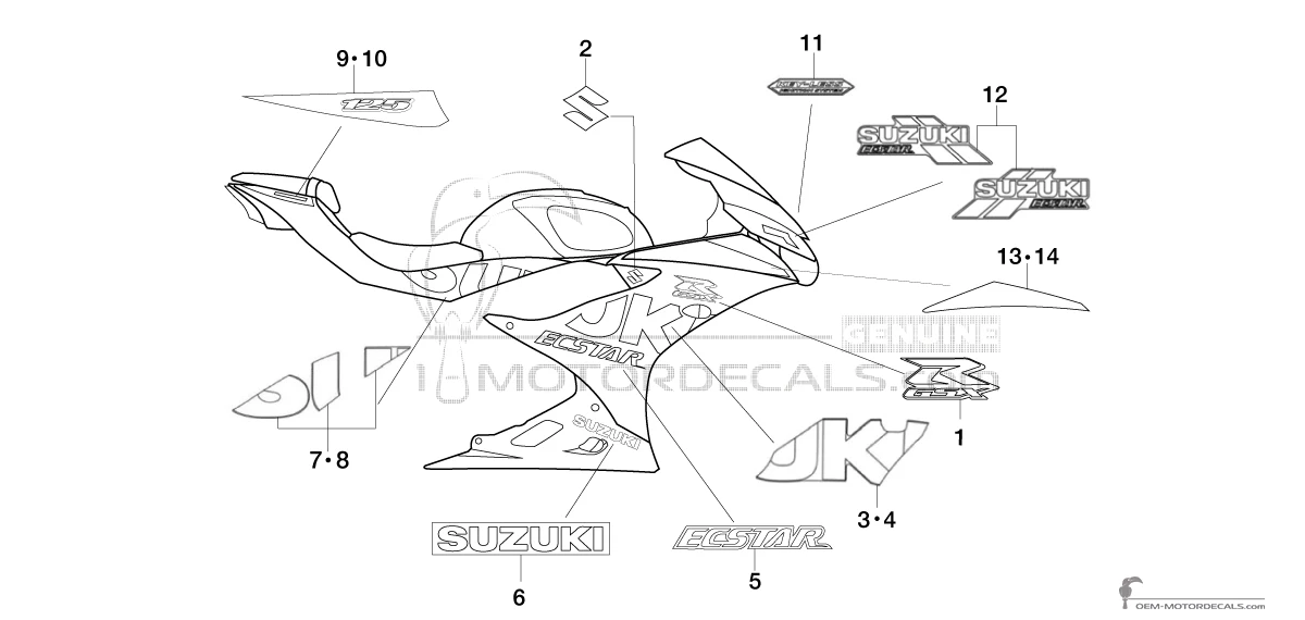 Adesivi per Suzuki GSXR125 2021 - Argento • Suzuki Adesivi OEM