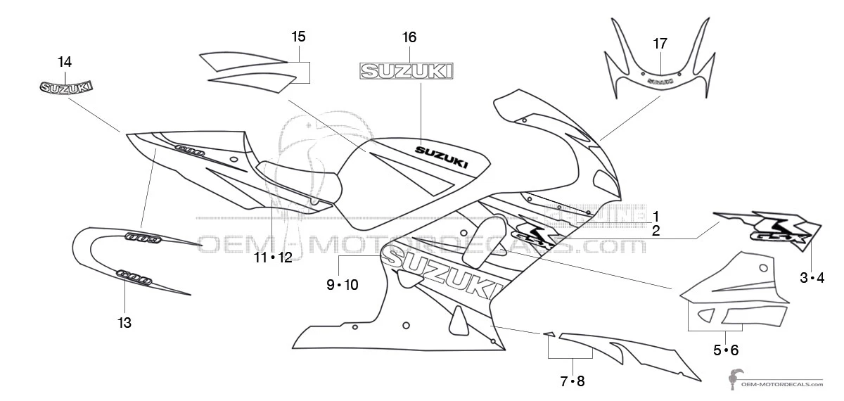 Decals for Suzuki GSXR600 2002 - Blue • Suzuki OEM Decals