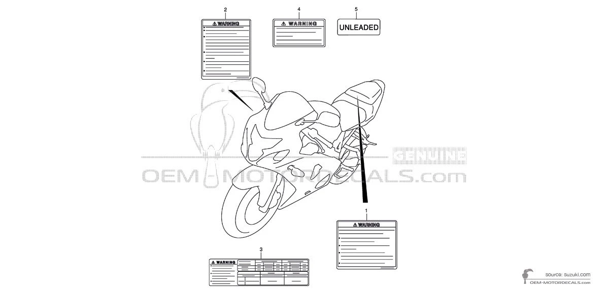 Pegatinas para Suzuki GSXR600 - Etiquetas de precaución • Suzuki Pegatinas OEM
