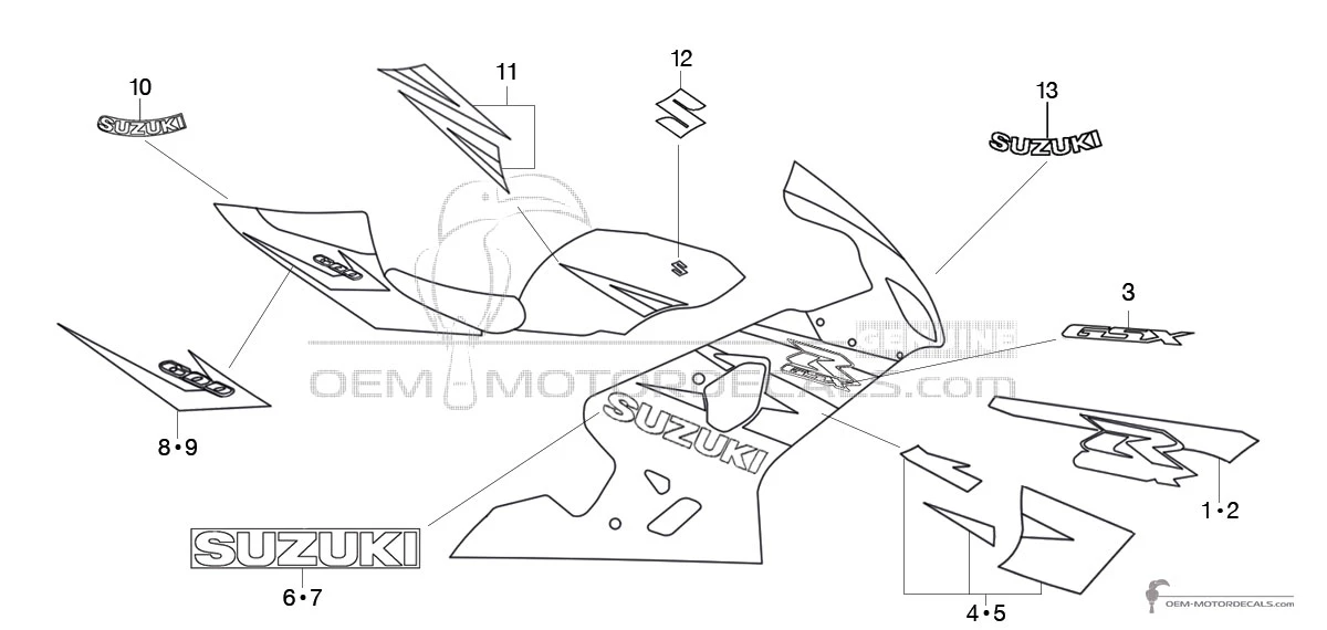 Pegatinas para Suzuki GSXR600 2004 - Amarillo • Suzuki Pegatinas OEM