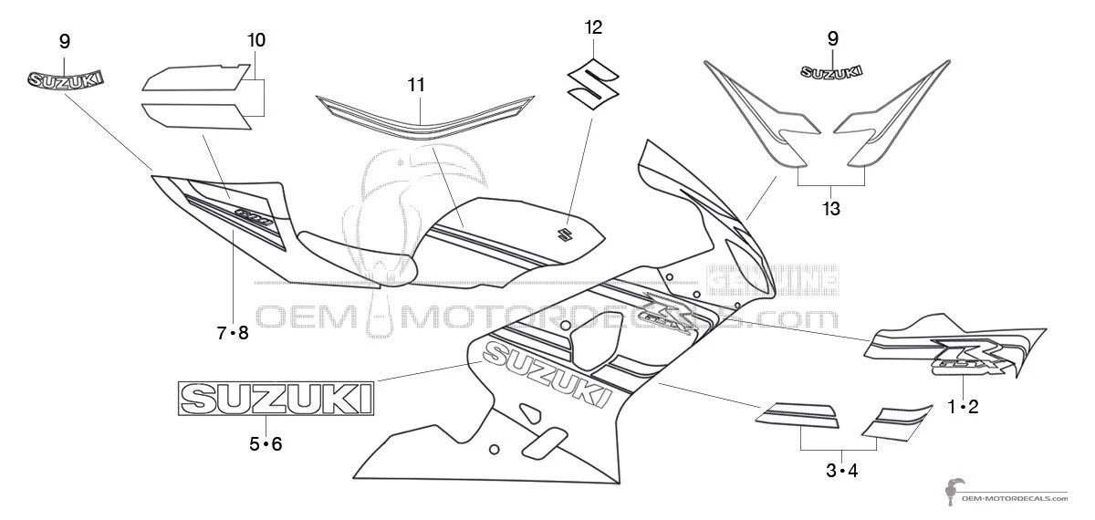 Decals for Suzuki GSXR600X 2005 - Blue • Suzuki OEM Decals