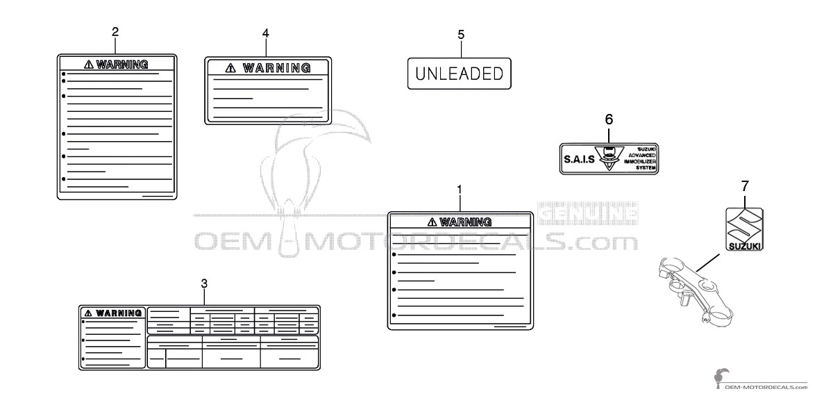 Decals for Suzuki GSXR600 - Caution labels • Suzuki OEM Decals