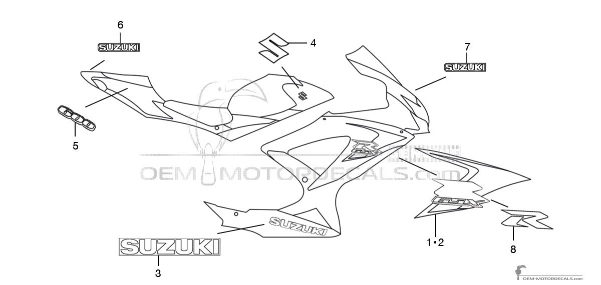 Aufkleber für Suzuki GSXR600 2008 - Weiss • Suzuki OEM-Aufkleber