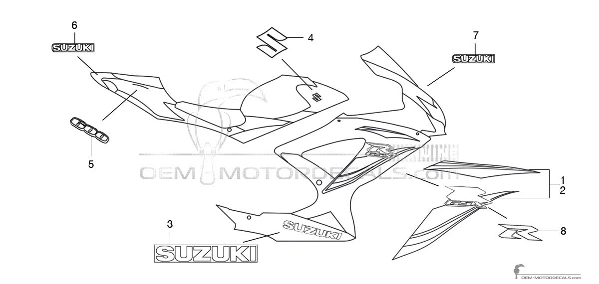 Adesivi per Suzuki GSXR600 2009 - Arancione • Suzuki Adesivi OEM