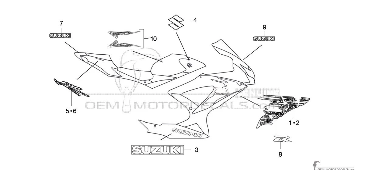 Aufkleber für Suzuki GSXR600 2009 - Schwarz • Suzuki OEM-Aufkleber