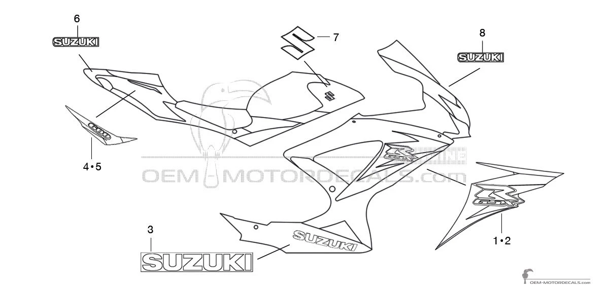 Aufkleber für Suzuki GSXR600 2010 - Weiss • Suzuki OEM-Aufkleber