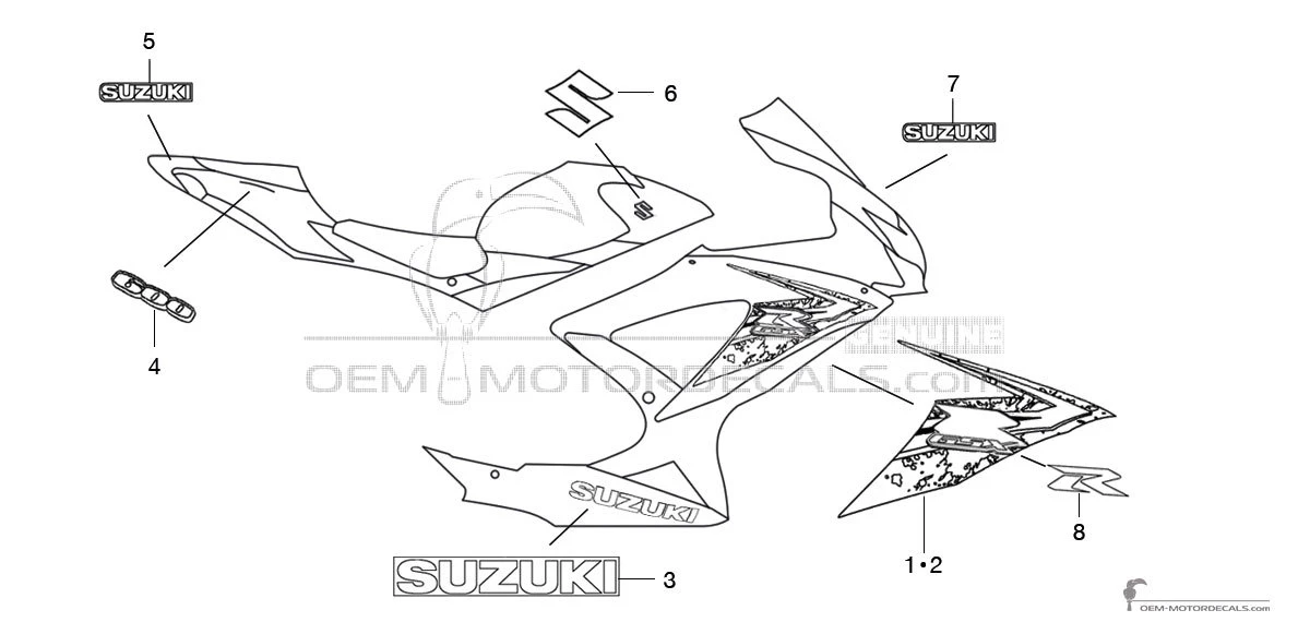 Adesivi per Suzuki GSXR600 2010 - Nero • Suzuki Adesivi OEM