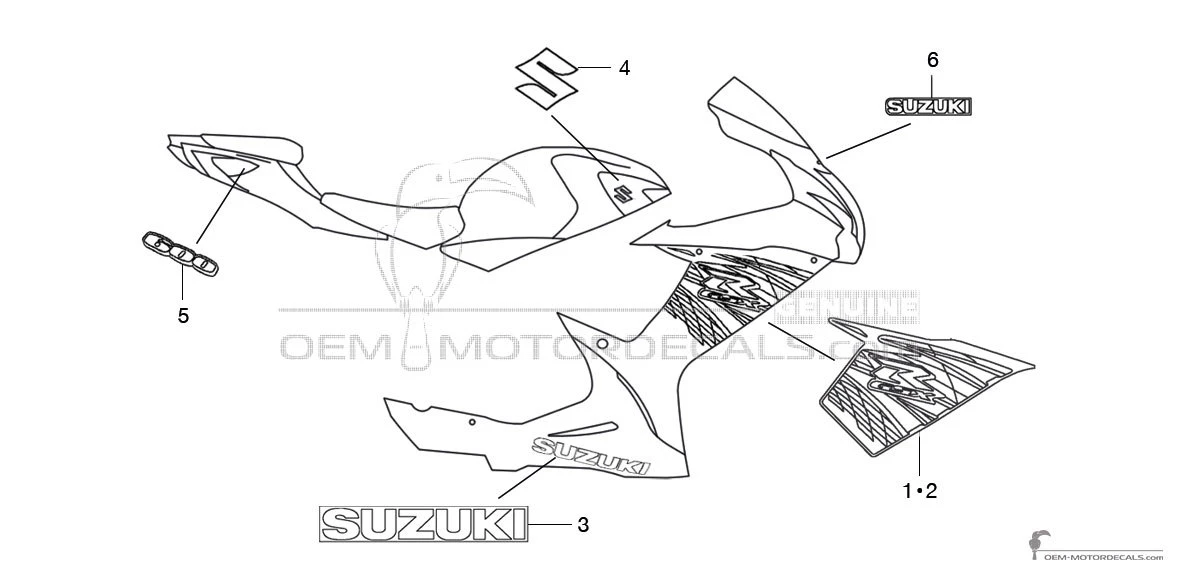 Adesivi per Suzuki GSXR600 2012 - Bianco • Suzuki Adesivi OEM