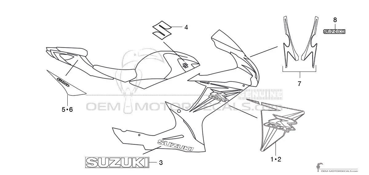 Adesivi per Suzuki GSXR600 2011 - Blu • Suzuki Adesivi OEM