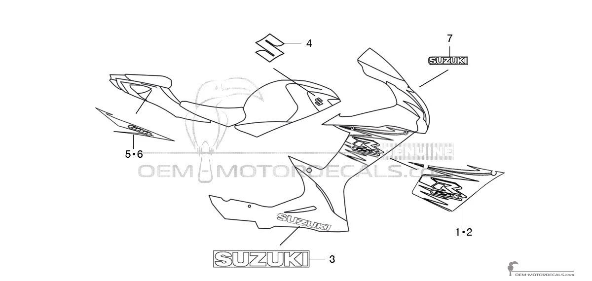 Naklejki do Suzuki GSXR600 2012 - Czarny • Suzuki Naklejki OEM